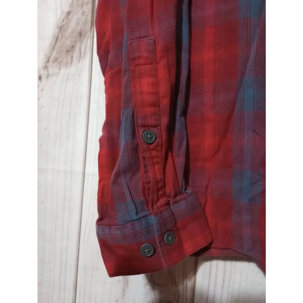 Columbia Shirt Men's 2xl Red Plaid Button Front Long Sleeve Flannel Hiking Outdo